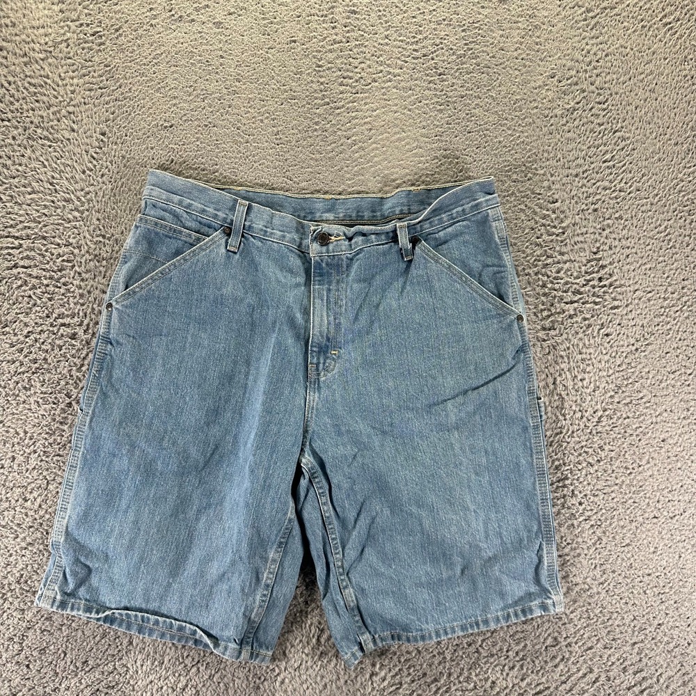 George Shorts Men 38 Blue Cotton Denim Bermuda Carpenter Utility Workwear Travel